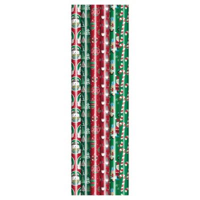 Jumbo Juvenile Christmas Gift Wrap Assortment in Red/Green