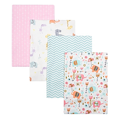 Trend Lab&reg; 4-Pack Elephants and Owls Flannel Receiving Blankets. View a larger version of this product image.