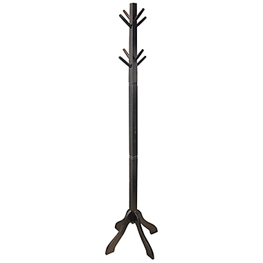 Solid Acacia Wood Coat Rack in Black. View a larger version of this product image.