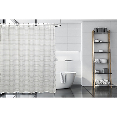 Moda 72-Inch x 72-Inch Gossamer Shower Curtain in White/Grey. View a larger version of this product image.