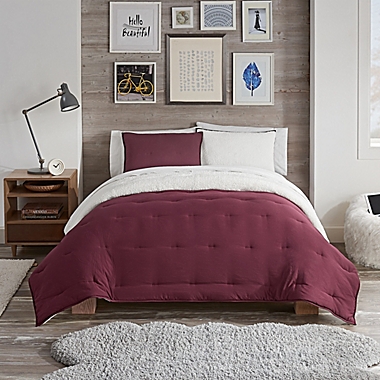 UGG&reg; Devon Sherpa 2-Piece Reversible Twin/Twin XL Comforter Set in Cabernet. View a larger version of this product image.