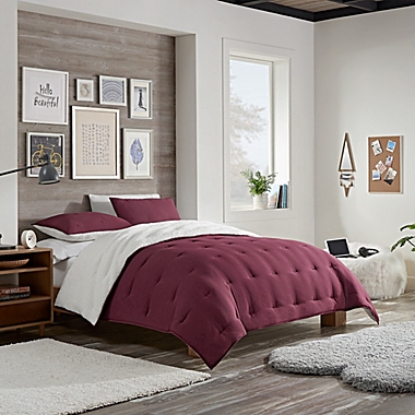 UGG&reg; Devon Sherpa 2-Piece Twin/Twin XL Reversible Comforter Set in Cabernet. View a larger version of this product image.