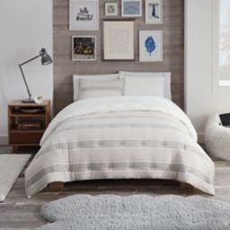 UGG® Devon Sherpa 3-Piece Full/Queen Reversible Comforter Set in Oatmeal Stripe