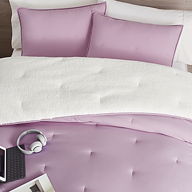 UGG&reg; Devon Sherpa 2-Piece Twin/Twin XL Reversible Comforter Set in Verbena. View a larger version of this product image.