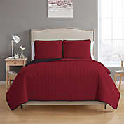 MHF Home Bethany Reversible Twin Quilt Set in Burgundy/Grey