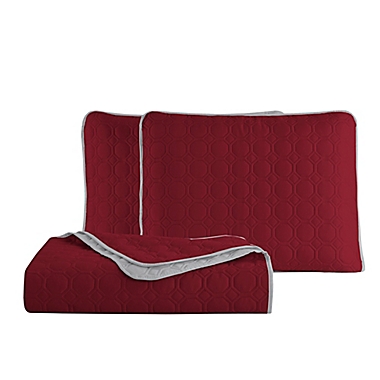 MHF Home Bethany Reversible King Quilt Set in Burgundy/Grey. View a larger version of this product image.