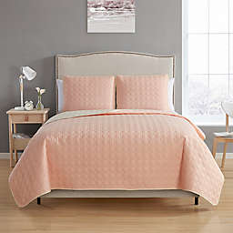 MHF Home Bethany Reversible King Quilt Set in Blush/Cream