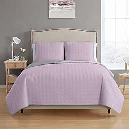MHF Home Bethany Reversible Full/Queen Quilt Set in Lavender/Grey
