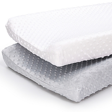 The Peanutshell&trade; 2-Pack Minky Dot Changing Pad Covers in Grey/White. View a larger version of this product image.
