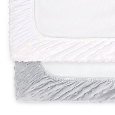 The Peanutshell&trade; 2-Pack Minky Dot Changing Pad Covers in Grey/White. View a larger version of this product image.