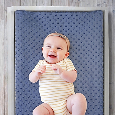 The Peanutshell&trade; 2-Pack Minky Dot Changing Pad Covers in Blue/Grey. View a larger version of this product image.