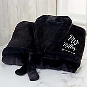 &quot;Mrs.&quot; Large/X-Large Embroidered Luxury Fleece Robe in Black