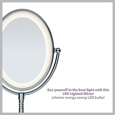Conair&reg; Reflections Oval LED Lighted Double-Sided Mirror in Polished Chrome. View a larger version of this product image.