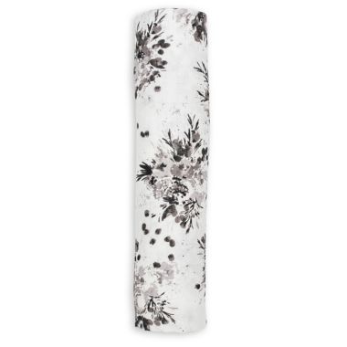Lulujo Baby Deluxe Floral Swaddle in White/Black. View a larger version of this product image.