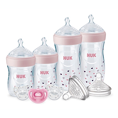 NUK&reg; Simply Natural&trade; 8-Piece Bottle with SafeTemp Gift Set in Pink. View a larger version of this product image.