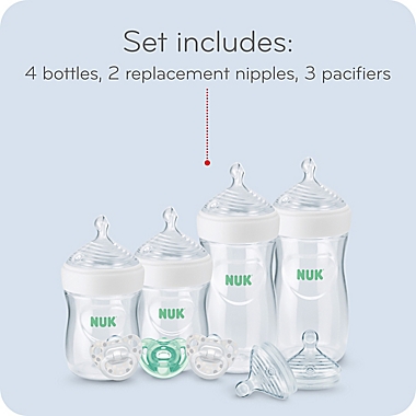 NUK&reg; Simply Natural&trade; 8-Piece Bottle with SafeTemp Gift Set in Pink. View a larger version of this product image.