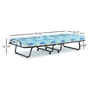 Knollwood Studio Folding Bed In Blue, Linden Boulevard Roma Twin Folding Bed With Mattress