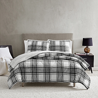 UGG&reg; Avery 3-Piece Reversible King Comforter Set in Black/White Plaid. View a larger version of this product image.