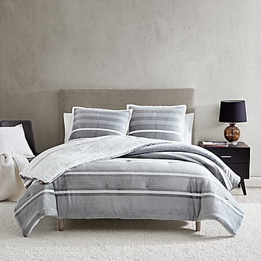 UGG&reg; Avery 2-Piece Reversible Twin/Twin XL Comforter Set in Seal Grey Stripe. View a larger version of this product image.