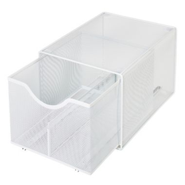 Squared Away&trade; Large Metal Mesh Stacking Drawer in White. View a larger version of this product image.