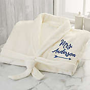 "Mrs." Embroidered Luxury Fleece Robe in Ivory