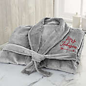 &quot;Mrs.&quot; Large/X-Large Embroidered Luxury Fleece Robe in Grey