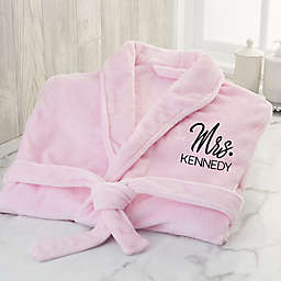 Stamped Elegance Wedding Embroidered Luxury Fleece Robe in Pink