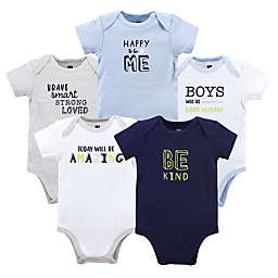 Hudson Baby® 5-Pack Be Kind Boy Short Sleeve Bodysuits in Blue