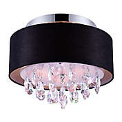 CWI Lighting Dash 14-Inch 3-Light Flush Mount Ceiling Light in Chrome with Black Shade