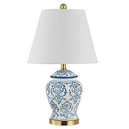 JONATHAN Y 22.25-Inch Ceramic LED Table Lamp in Blue/White