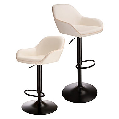 Glitzhome&reg; Mid-Century Modern 2-Piece Adjustable Swivel Bar Stool Set. View a larger version of this product image.