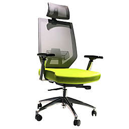 The Urban Port Adjustable Headrest Swivel Office Chair in Green/Grey