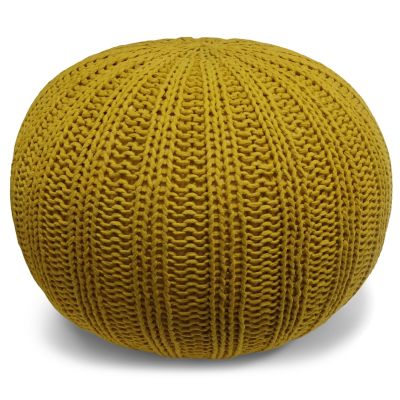 Simpli Home Shelby Cotton Hand Knit Round Pouf