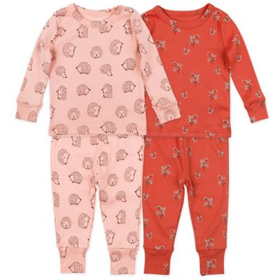 Mac &amp; Moon 4-Piece Hedgehog Organic Cotton Pajama Set in Pink