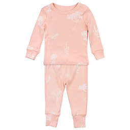 Oliver & Rain Size 6M 2-Piece Floral Organic Cotton Pajama Set in Pink