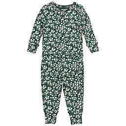 Oliver & Rain 2-Piece Floral Organic Cotton Pajama Set in Pine Green