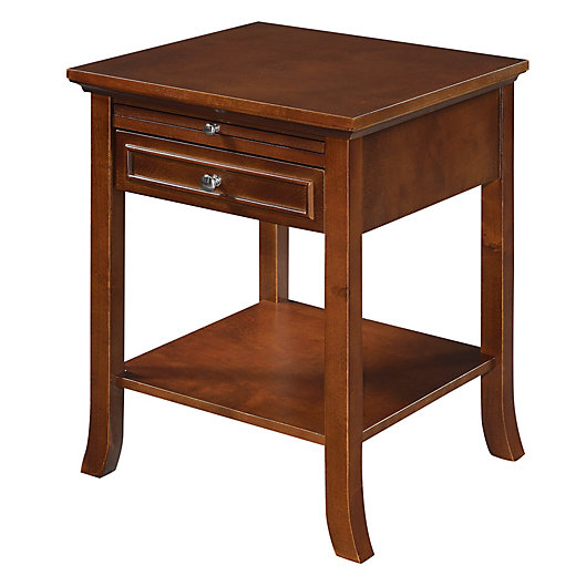 Logan 1 Drawer End Table With Pull Out, Side Table Shelf Drawer
