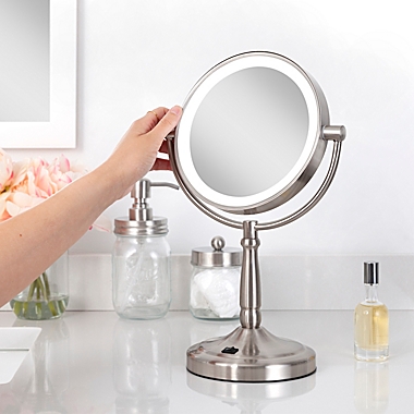 Zadro&reg; 10x/1x Cordless LED Lighted Vanity Mirror in Satin Nickel. View a larger version of this product image.