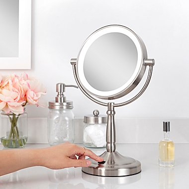 Zadro&reg; 10x/1x Cordless LED Lighted Vanity Mirror in Satin Nickel. View a larger version of this product image.