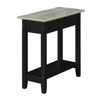 American Heritage Flip-Top End Table with USB Charging Station in Birch/Black