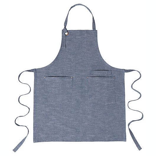New  3' long bib to fringe Linen Apron by Paper White.  Hand embroidery
