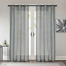 Deco Window®  Ikat Grommet Sheer Window Curtain Panels in Grey (Set of 2)