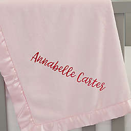 Write Your Own Embroidered Pink Satin Trim Baby Blanket