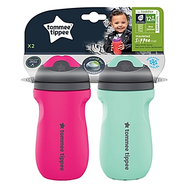 Tommee Tippee&reg; 2-Pack 9 oz. Insulated Toddler Sippee Cup in Pink/Mint. View a larger version of this product image.