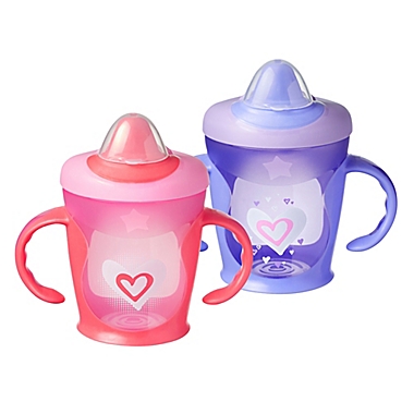 Tommee Tippee&reg; Two-Pack Age 7+M Hold Tight Trainer Cups in Raspberry/Royal Purple. View a larger version of this product image.