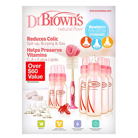Alternate image 1 for Dr. Brown's® 15-Piece Natural Flow Narrow Baby Bottle Gift Set in Pink