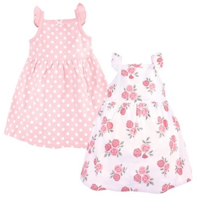 Hudson Baby&reg; 2-Pack Roses Dresses in Soft Pink