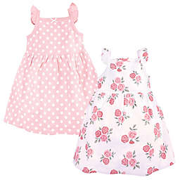 Hudson Baby® Size 6-9M 2-Pack Roses Dresses in Soft Pink