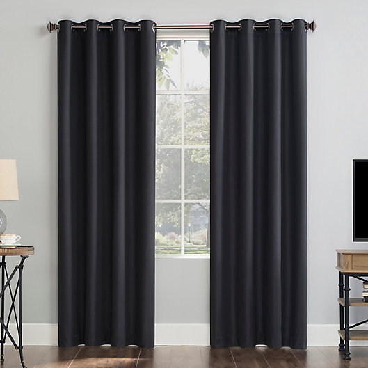 Alternate image 1 for Sun Zero® Array Draft Shield Fleece Blackout 63-Inch Curtain Panel in Black (Single)
