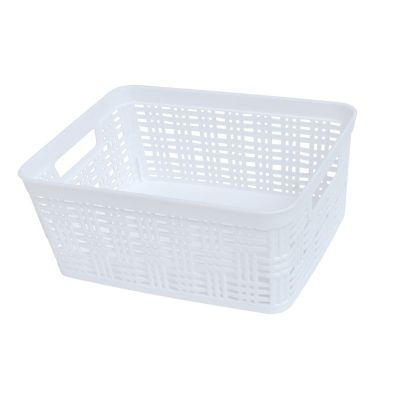 Simply Essential&trade; Small Plastic Wicker Storage Basket in White